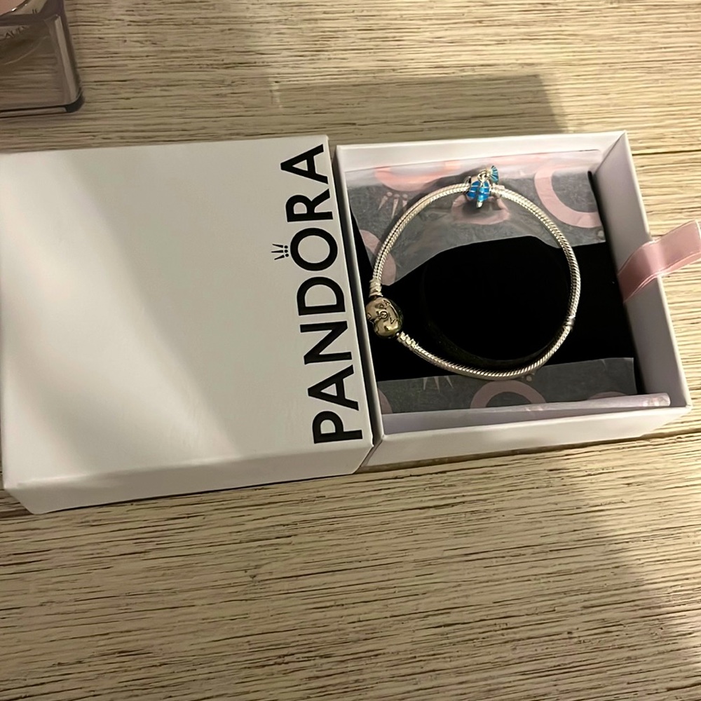 NIB Pandora Bracelet with Little Mermaid Flounder charm
